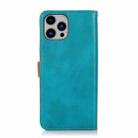 KHAZNEH Dual-color Cowhide Texture Flip Leather Phone Case For iPhone 16 Pro(Blue) - 3