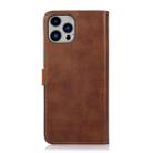 KHAZNEH Dual-color Cowhide Texture Flip Leather Phone Case For iPhone 16 Pro(Brown) - 3