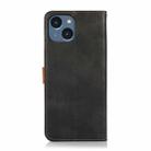 For iPhone 15 Plus KHAZNEH Dual-color Cowhide Texture Flip Leather Phone Case(Black) - 3