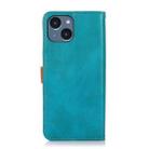 KHAZNEH Dual-color Cowhide Texture Flip Leather Phone Case For iPhone 16(Blue) - 3