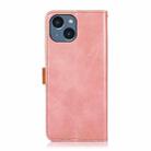 KHAZNEH Dual-color Cowhide Texture Flip Leather Phone Case For iPhone 16(Rose Gold) - 3