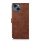 KHAZNEH Dual-color Cowhide Texture Flip Leather Phone Case For iPhone 16(Brown) - 3