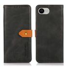 KHAZNEH Dual-color Cowhide Texture Flip Leather Phone Case For iPhone 16e(Black) - 1