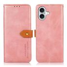 For iPhone 14 Max KHAZNEH Dual-color Cowhide Texture Flip Leather Phone Case(Rose Gold) - 1