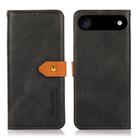 For iPhone 14 KHAZNEH Dual-color Cowhide Texture Flip Leather Phone Case(Black) - 1