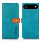 For iPhone 14 KHAZNEH Dual-color Cowhide Texture Flip Leather Phone Case(Blue) - 1