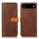 For iPhone 14 KHAZNEH Dual-color Cowhide Texture Flip Leather Phone Case(Brown) - 1
