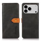 For iPhone 14 Pro KHAZNEH Dual-color Cowhide Texture Flip Leather Phone Case(Black) - 1