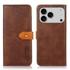 For iPhone 14 Pro KHAZNEH Dual-color Cowhide Texture Flip Leather Phone Case(Brown) - 1
