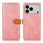 For iPhone 14 Pro Max KHAZNEH Dual-color Cowhide Texture Flip Leather Phone Case(Rose Gold) - 1