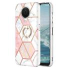 For Nokia G20 / G10 Splicing Marble Pattern Dual-side IMD TPU Ring Holder Case(Pink White) - 1