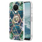 For Nokia G20 / G10 Splicing Marble Pattern Dual-side IMD TPU Ring Holder Case(Blue Green) - 1