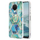 For Nokia G20 / G10 Splicing Marble Pattern Dual-side IMD TPU Ring Holder Case(Green) - 1