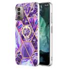 For Nokia G21 / G11 Splicing Marble Pattern Dual-side IMD TPU Ring Holder Case(Dark Purple) - 1