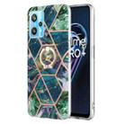 For OPPO Realme 9 Pro 5G Splicing Marble Pattern Dual-side IMD TPU Ring Holder Case(Blue Green) - 1