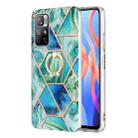 For Xiaomi Redmi Note 11 5G Chinese Splicing Marble Pattern Dual-side IMD TPU Ring Holder Case(Green) - 1