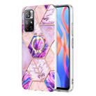 For Xiaomi Redmi Note 11 5G Chinese Splicing Marble Pattern Dual-side IMD TPU Ring Holder Case(Light Purple) - 1