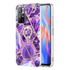 For Xiaomi Redmi Note 11 5G Chinese Splicing Marble Pattern Dual-side IMD TPU Ring Holder Case(Dark Purple) - 1