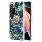 For Xiaomi Redmi Note 11 Pro / Note 11 Pro+ Splicing Marble Pattern Dual-side IMD TPU Ring Holder Case(Blue Green) - 1