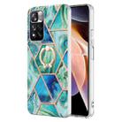 For Xiaomi Redmi Note 11 Pro / Note 11 Pro+ Splicing Marble Pattern Dual-side IMD TPU Ring Holder Case(Green) - 1