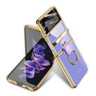 For Samsung Galaxy Z Flip3 5G GKK Integrated Solid Color Plating Phone Case with Ring Holder & Stylus Pen(Lavender Purple) - 1