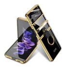 For Samsung Galaxy Z Flip3 5G GKK Integrated Solid Color Plating Phone Case with Ring Holder & Stylus Pen(Deep Black) - 1