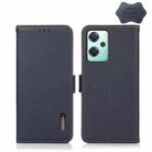 For OnePlus Nord CE 2 Lite 5G KHAZNEH Side-Magnetic Litchi Genuine Leather RFID Phone Case(Blue) - 1