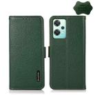 For OnePlus Nord CE 2 Lite 5G KHAZNEH Side-Magnetic Litchi Genuine Leather RFID Phone Case(Green) - 1