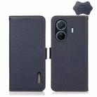 For vivo S15e KHAZNEH Side-Magnetic Litchi Genuine Leather RFID Phone Case(Blue) - 1