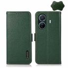 For vivo S15e KHAZNEH Side-Magnetic Litchi Genuine Leather RFID Phone Case(Green) - 1