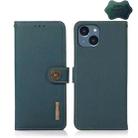 For iPhone 14 Plus KHAZNEH Custer Genuine Leather RFID Phone Case  (Green) - 1