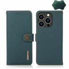 For iPhone 14 Pro KHAZNEH Custer Genuine Leather RFID Phone Case (Green) - 1