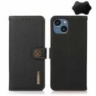 For iPhone 14 KHAZNEH Custer Genuine Leather RFID Phone Case (Black) - 1