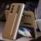 For Samsung Galaxy Z Fold3 5G GKK Ultra-thin Full Coverage Leather Phone Flip Case with Pen Holder(Coffee Brown) - 1