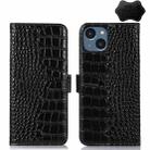 For iPhone 14 Plus Crocodile Top Layer Cowhide Leather Phone Case  (Black) - 1