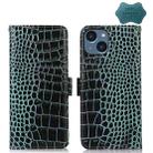 For iPhone 14 Plus Crocodile Top Layer Cowhide Leather Phone Case  (Green) - 1