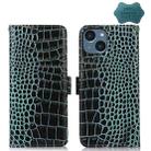 For iPhone 14 Crocodile Top Layer Cowhide Leather Phone Case (Green) - 1