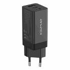 awei PD9 65W Dual Type-C / USB-C + USB GaN Fast Charging Travel Charger, EU Plug(Black) - 1