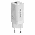 awei PD9 65W Dual Type-C / USB-C + USB GaN Fast Charging Travel Charger, EU Plug(White) - 1