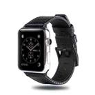 Carbon Fiber Genuine Leather Watch Band For Apple Watch Series 8&7 41mm / SE 2&6&SE&5&4 40mm / 3&2&1 38mm(Black) - 1