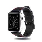 Carbon Fiber Genuine Leather Watch Band For Apple Watch Series 8&7 41mm / SE 2&6&SE&5&4 40mm / 3&2&1 38mm(Red) - 1