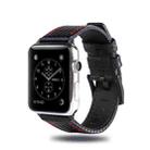 Carbon Fiber Genuine Leather Watch Band For Apple Watch Series 8&7 45mm / SE 2&6&SE&5&4 44mm / 3&2&1 42mm(Red) - 1