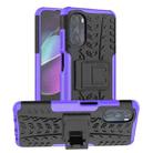 For Motorola Moto G 5G 2022 Tire Texture TPU + PC Phone Case with Holder(Purple) - 1