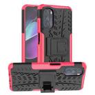 For Motorola Moto G 5G 2022 Tire Texture TPU + PC Phone Case with Holder(Pink) - 1