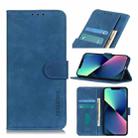 For iPhone 14 KHAZNEH Retro Texture Leather Phone Case (Blue) - 1