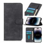 For iPhone 14 Pro Max KHAZNEH Retro Texture Leather Phone Case (Black) - 1