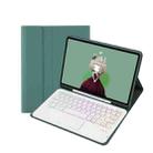 T102B-AS Skin Feel Pen Slot Touch Pad Backlight Bluetooth Keyboard Leather Tablet Case For iPad 10.2 2021&2020&2019/Air 2019/Pro 10.5(Dark Green) - 1
