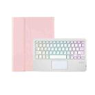 T098B-AS Skin Feel Pen Slot Touch Pad Backlight Bluetooth Keyboard Leather Tablet Case For iPad Air 4 10.9 2020 / Air 5 10.9 2022 (Pink) - 2