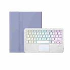 T098B-AS Skin Feel Pen Slot Touch Pad Backlight Bluetooth Keyboard Leather Tablet Case For iPad Air 4 10.9 2020 / Air 5 10.9 2022 (Purple) - 2