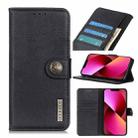 For iPhone 14 KHAZNEH Cowhide Texture Horizontal Flip Leather Phone Case (Black) - 1